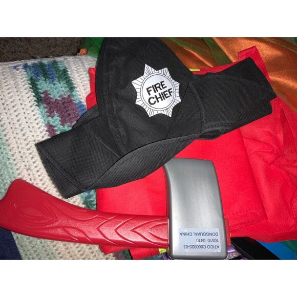 Childs Fireman Costume Outfit W/ Hat and Accessory Halloween Dress-Up - Picture 5 of 8